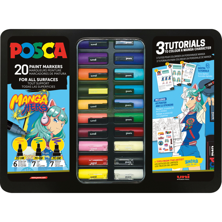 Posca Manga Hero 20-set i gruppen Pennor / Konstnärspennor / Akrylmarkers hos Pen Store (136281)