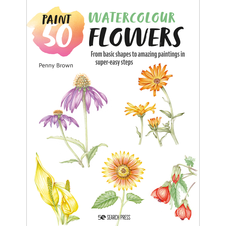 Paint 50: Watercolour Flowers i gruppen Skapande & Hobby / Böcker / Instruktionsböcker hos Pen Store (136318)