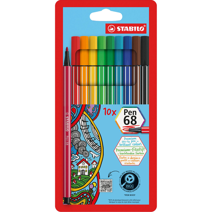Pen 68 Fiberpenna 10-pack i gruppen Pennor / Konstnärspennor / Tuschpennor hos Pen Store (136788)
