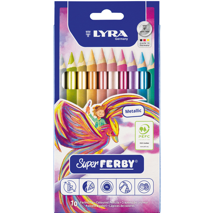 Super Ferby 10-set Metallic (3 år+) i gruppen Kids / Barnpennor / Färgpennor för barn hos Pen Store (136892)