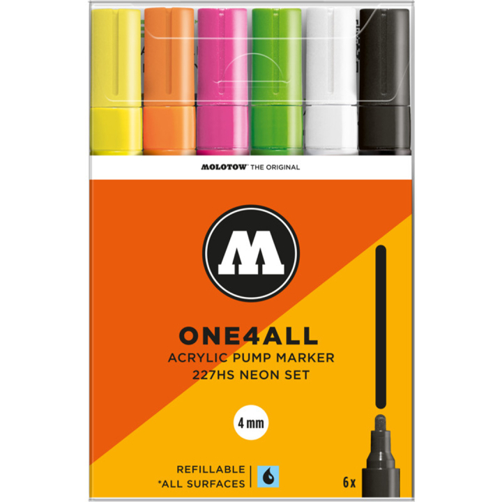 One4All 227HS 4mm Neon 6-pack i gruppen Pennor / Konstnärspennor / Akrylmarkers hos Pen Store (136938)