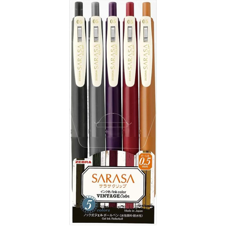 Sarasa Clip Vintage B 5-pack i gruppen Pennor / Skriva / Gelpennor hos Pen Store (137260)