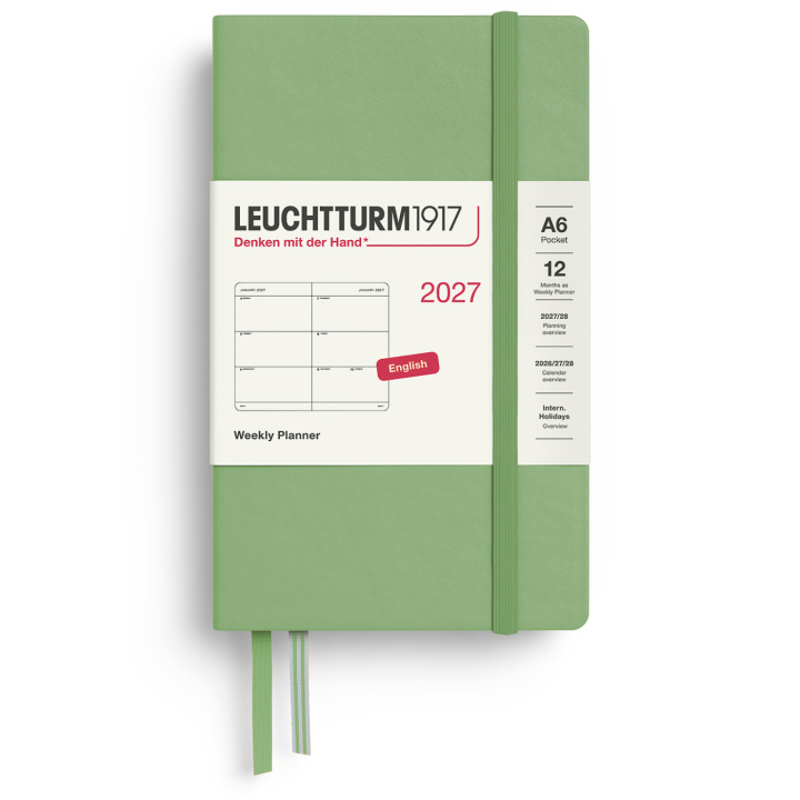 Kalender Weekly Planner 2027 A6 Sage i gruppen Papper & Block / Kalendrar och almanackor / 12-månaderskalendrar hos Pen Store (137483)