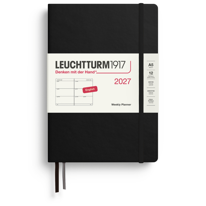Kalender Weekly Planner 2027 A5 Black i gruppen Papper & Block / Kalendrar och almanackor / 12-månaderskalendrar hos Pen Store (137486)