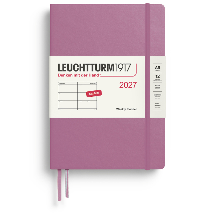 Kalender Weekly Planner 2027 A5 Dusty Rose i gruppen Papper & Block / Kalendrar och almanackor / 12-månaderskalendrar hos Pen Store (137487)