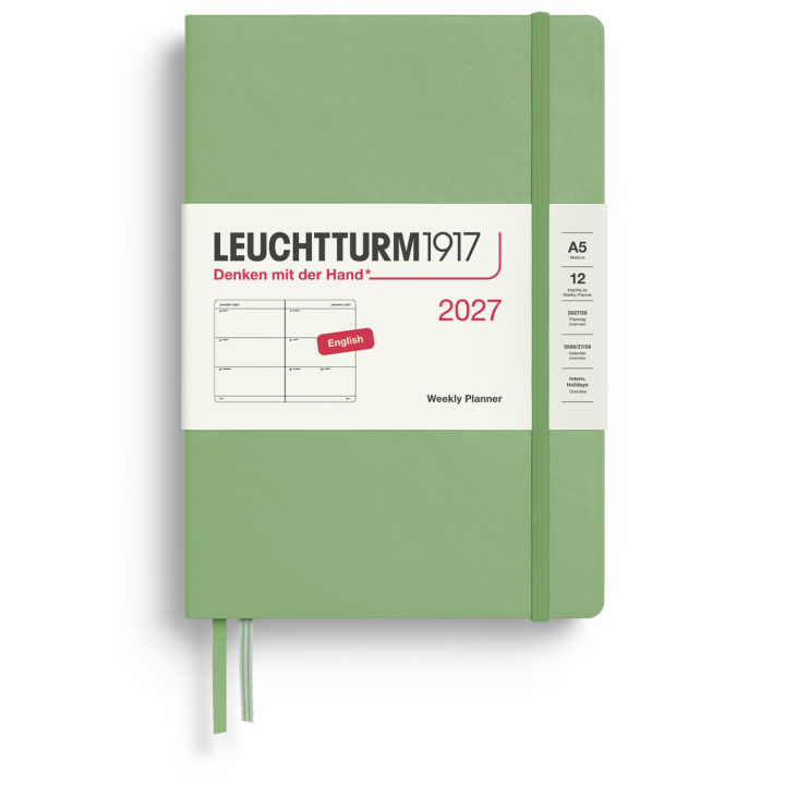Kalender Weekly Planner 2027 A5 Sage i gruppen Papper & Block / Kalendrar och almanackor / 12-månaderskalendrar hos Pen Store (137490)