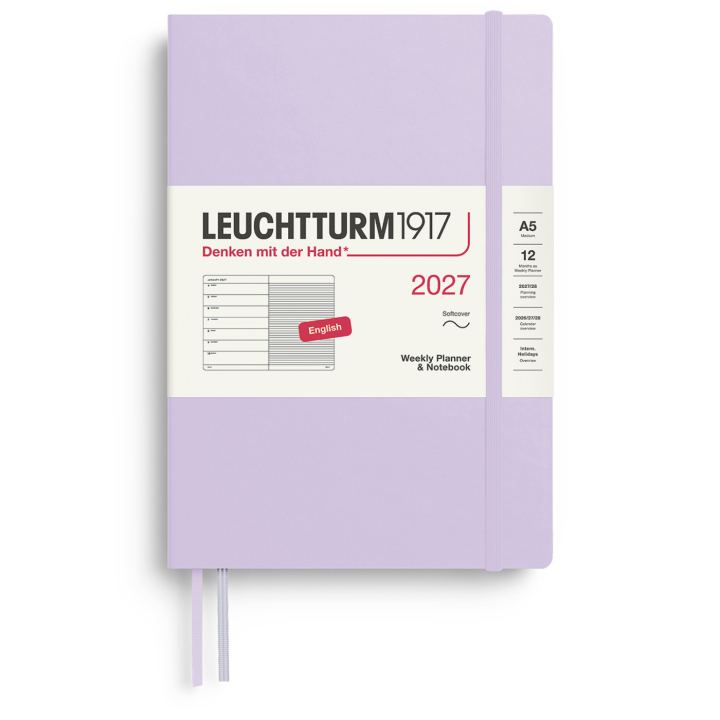 Kalender Weekly Planner & Notebook 2027 A5 Soft Cover Lilac i gruppen Papper & Block / Kalendrar och almanackor / 12-månaderskalendrar hos Pen Store (137494)