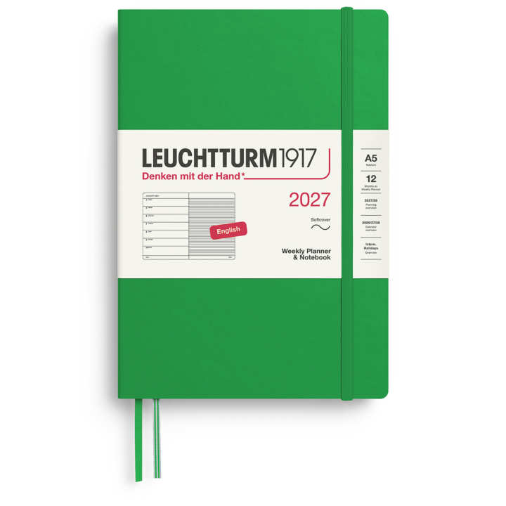 Kalender Weekly Planner & Notebook 2027 A5 Soft Cover Spring Leaf i gruppen Papper & Block / Kalendrar och almanackor / 12-månaderskalendrar hos Pen Store (137501)