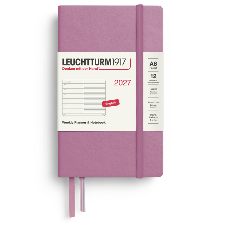 Kalender Weekly Planner & Notebook 2027 A6 Dusty Rose i gruppen Papper & Block / Kalendrar och almanackor / 12-månaderskalendrar hos Pen Store (137506)
