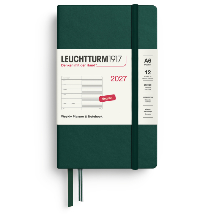Kalender Weekly Planner & Notebook 2027 A6 Forest Green i gruppen Papper & Block / Kalendrar och almanackor / 12-månaderskalendrar hos Pen Store (137510)