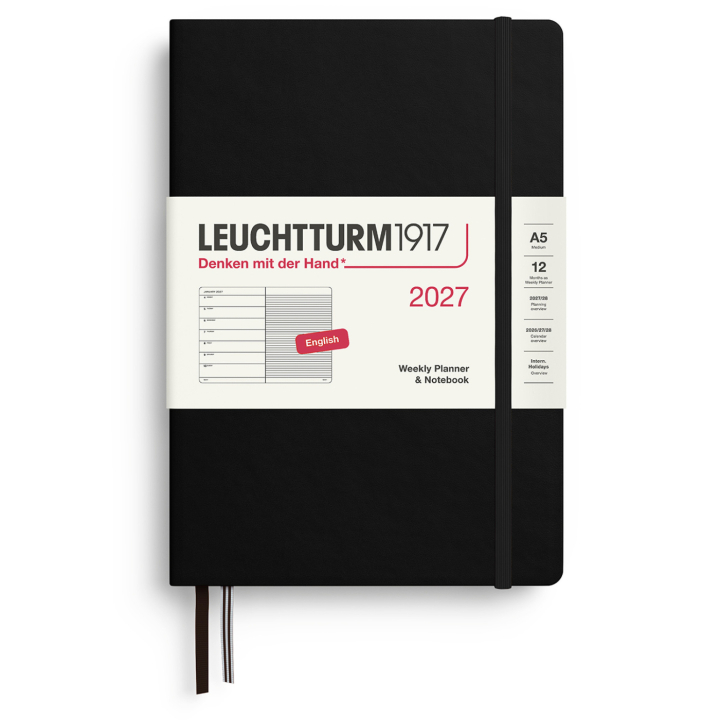 Kalender Weekly Planner & Notebook 2027 A5 Black i gruppen Papper & Block / Kalendrar och almanackor / 12-månaderskalendrar hos Pen Store (137512)