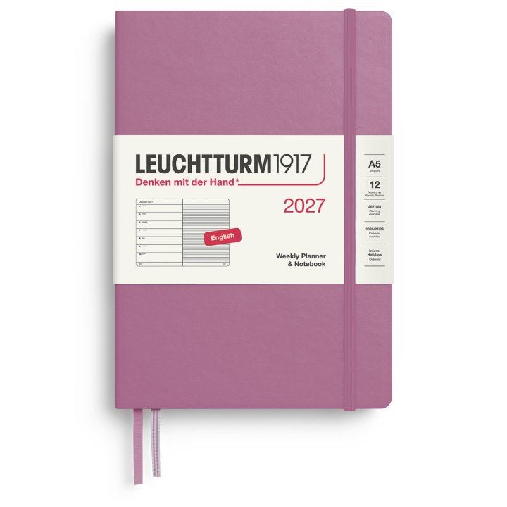 Kalender Weekly Planner & Notebook 2027 A5 Dusty Rose i gruppen Papper & Block / Kalendrar och almanackor / 12-månaderskalendrar hos Pen Store (137514)