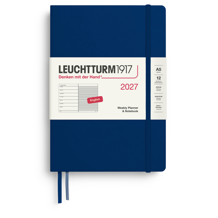 Kalender Weekly Planner & Notebook 2027 A5 Navy i gruppen Papper & Block / Kalendrar och almanackor / 12-månaderskalendrar hos Pen Store (137523)