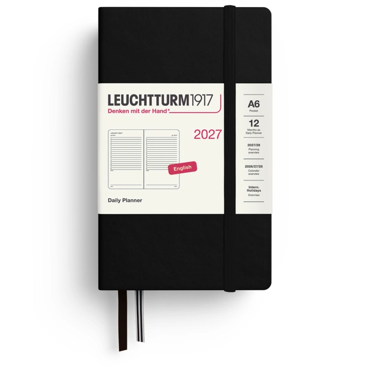 Kalender Daily Planner 2027 A6 Black i gruppen Papper & Block / Kalendrar och almanackor / 12-månaderskalendrar hos Pen Store (137533)