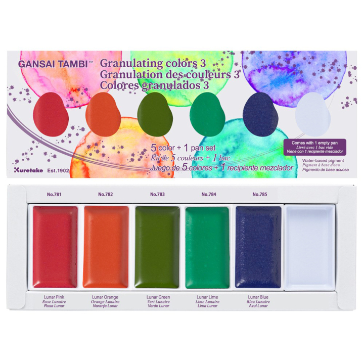 Gansai Tambi Akvarell 5-set Granulating Colors 3 i gruppen Konstnärsmaterial / Konstnärsfärger / Akvarellfärg / Akvarellfärg i kopp hos Pen Store (137569)