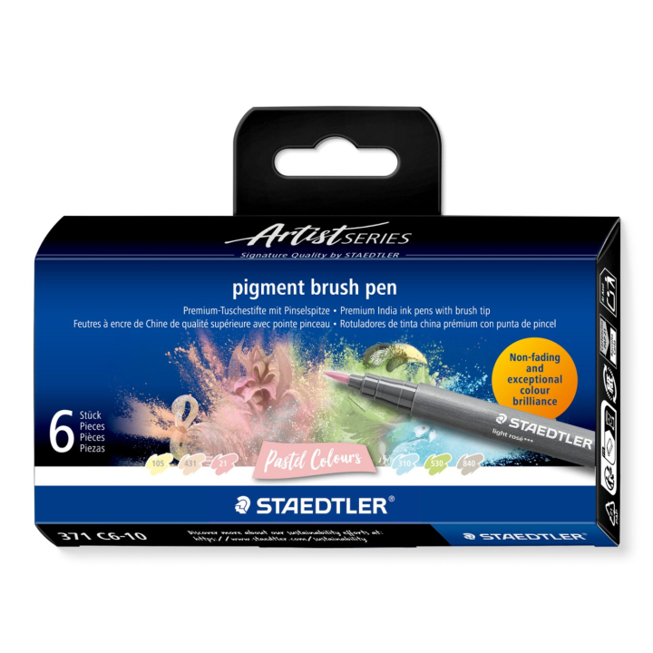 Pigment Arts Brush Pen 6-set Pastel i gruppen Pennor / Konstnärspennor / Penselpennor hos Pen Store (137611)