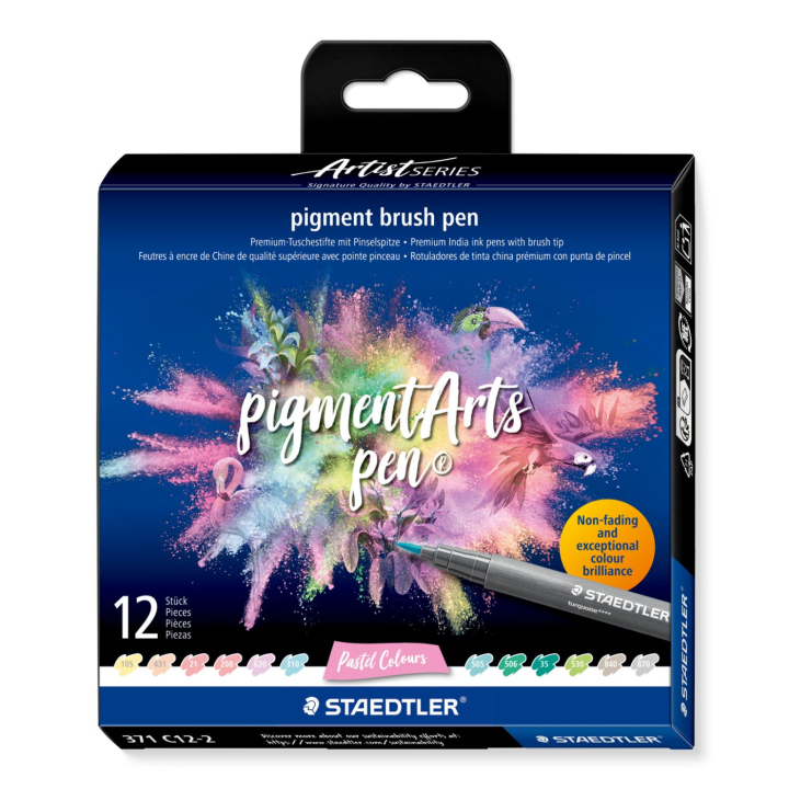Pigment Arts Brush Pen 12-set Pastel i gruppen Pennor / Konstnärspennor / Penselpennor hos Pen Store (137621)