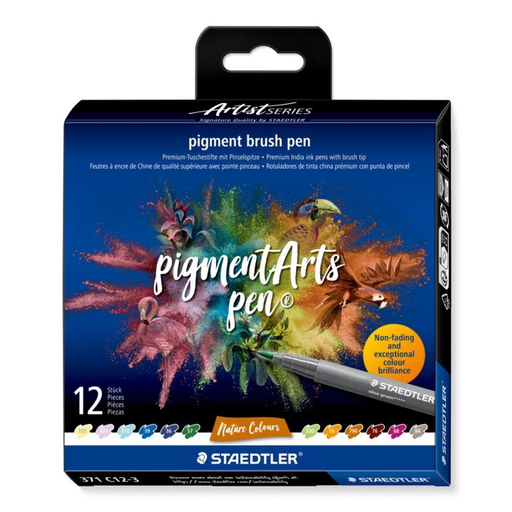 Pigment Arts Brush Pen 12-set Nature i gruppen Pennor / Konstnärspennor / Penselpennor hos Pen Store (137622)