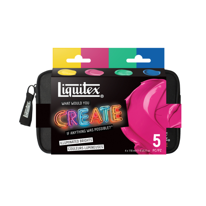 Akrylfärg Basics Illuminated Brights Set 4x118 ml i gruppen Konstnärsmaterial / Konstnärsfärger / Akrylfärg hos Pen Store (137833)