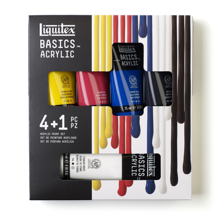 Akrylfärg Basic Set 4x75 ml + 1x118 ml i gruppen Konstnärsmaterial / Konstnärsfärger / Akrylfärg hos Pen Store (137838)