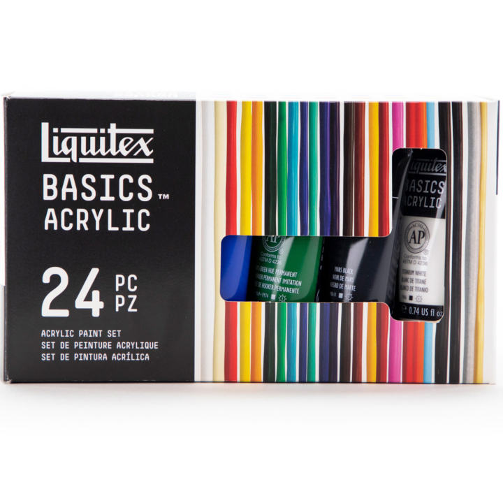 Akrylfärg Basics Set 24x22 ml i gruppen Konstnärsmaterial / Konstnärsfärger / Akrylfärg hos Pen Store (137849)