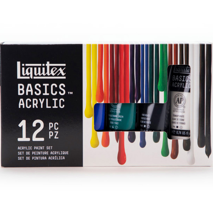 Akrylfärg Basics Set 12x22 ml i gruppen Konstnärsmaterial / Konstnärsfärger / Akrylfärg hos Pen Store (137850)