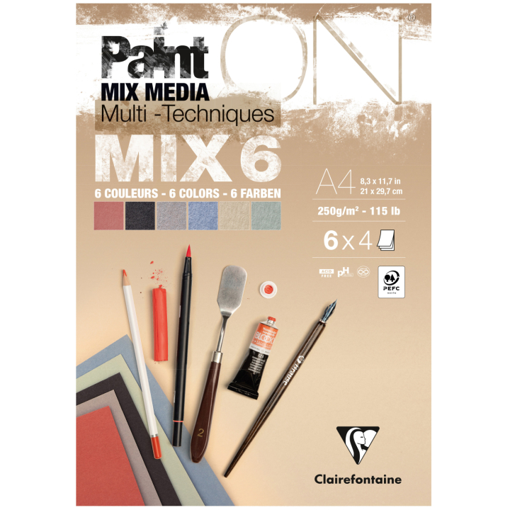 Paint`ON Konstnärsblock Mix6 A4 i gruppen Papper & Block / Konstnärsblock / Mixed media-block hos Pen Store (137964)