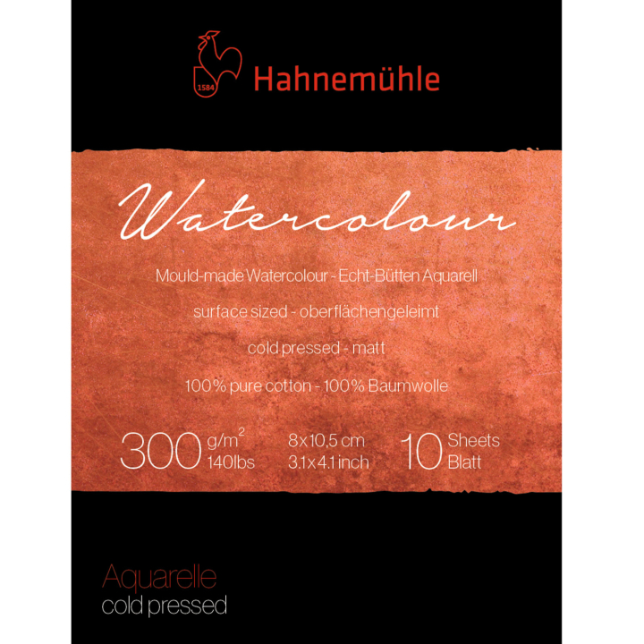 Akvarellpapper 300g Cold Pressed 8x10,5 cm i gruppen Papper & Block / Konstnärsblock / Akvarellblock hos Pen Store (137996)