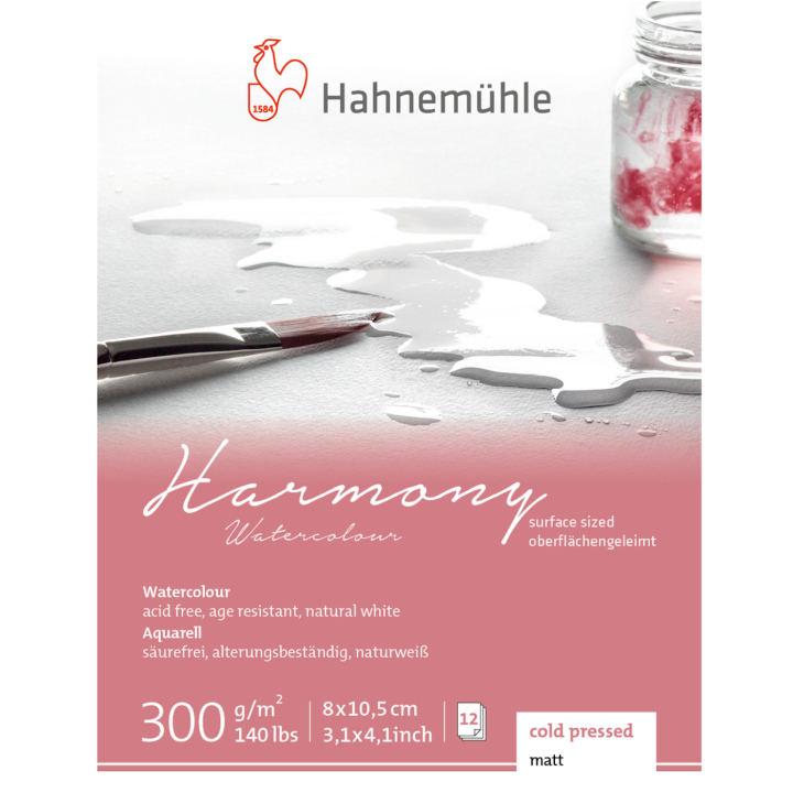 Akvarellpapper Harmony 300 g Matt 8 x 10,5 cm i gruppen Papper & Block / Konstnärsblock / Akvarellblock hos Pen Store (137997)