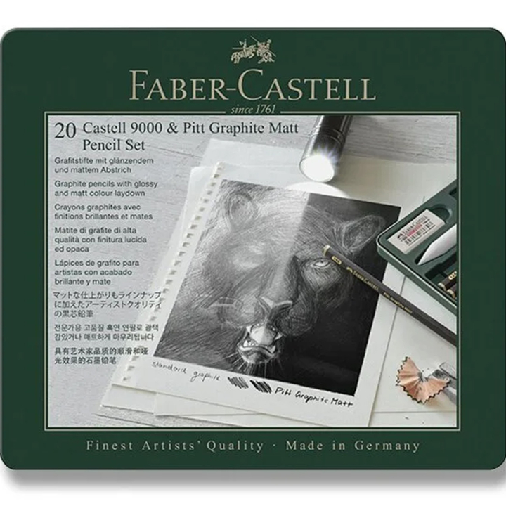 Blyertsset Castell 9000 + Pitt Graphite Matt 20-set i gruppen Konstnärsmaterial / Kritor och blyerts / Grafit och blyerts hos Pen Store (138032)