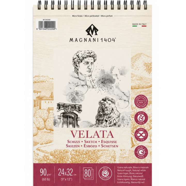 Skissblock Spiral Velata 90g 24x32 cm i gruppen Papper & Block / Konstnärsblock / Rit- och skissblock hos Pen Store (138044)