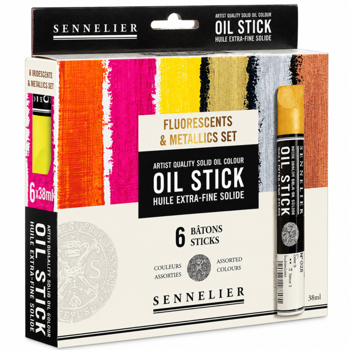 Oljekritor Flurescent & Metallics 6-set i gruppen Konstnärsmaterial / Kritor och blyerts / Oljekritor hos Pen Store (138093)