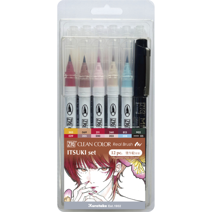 Clean Color Real Brush 12-set Itsuki Colors i gruppen Pennor / Konstnärspennor / Penselpennor hos Pen Store (138138)