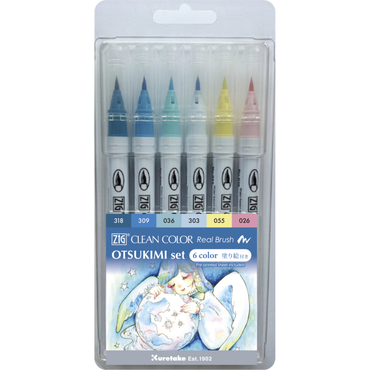 Clean Color Real Brush 6-set Otsukimi colors i gruppen Pennor / Konstnärspennor / Penselpennor hos Pen Store (138141)