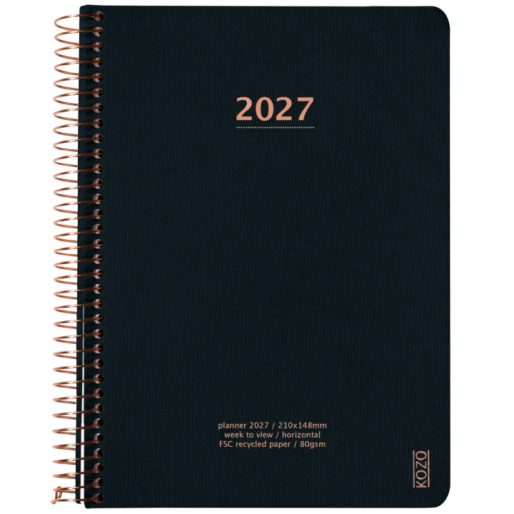 Kalender 2027 A5 Weekly Black i gruppen Papper & Block / Kalendrar och almanackor / 12-månaderskalendrar hos Pen Store (138272)