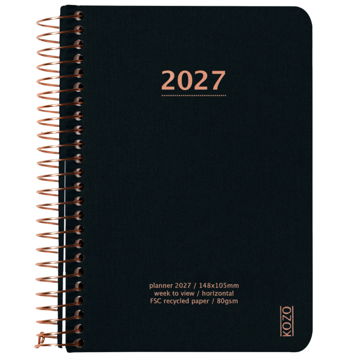 Kalender 2027 A6 Weekly Black i gruppen Papper & Block / Kalendrar och almanackor / 12-månaderskalendrar hos Pen Store (138273)