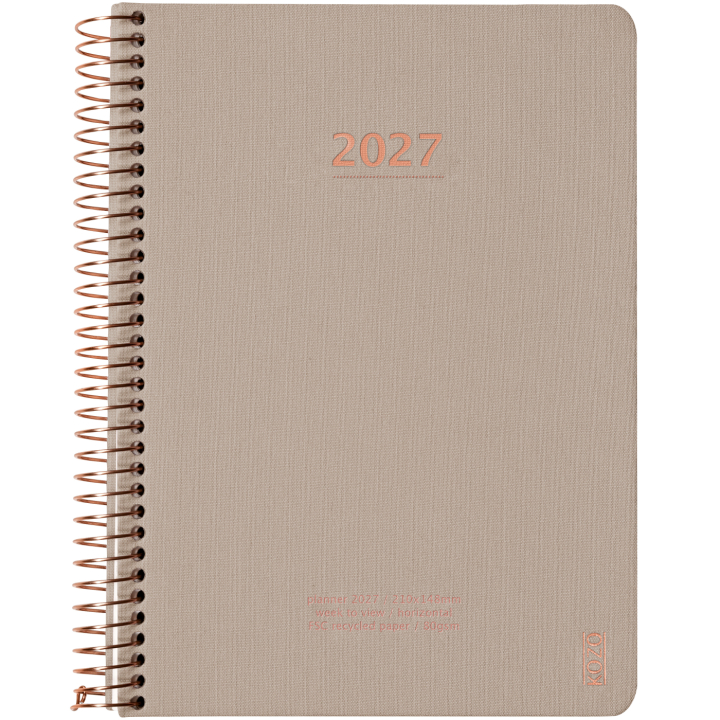 Kalender 2027 A5 Weekly Sand i gruppen Papper & Block / Kalendrar och almanackor / 12-månaderskalendrar hos Pen Store (138274)
