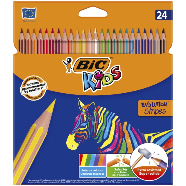 Kids Evolution Stripes Färgpennor 24-set (5 år+)