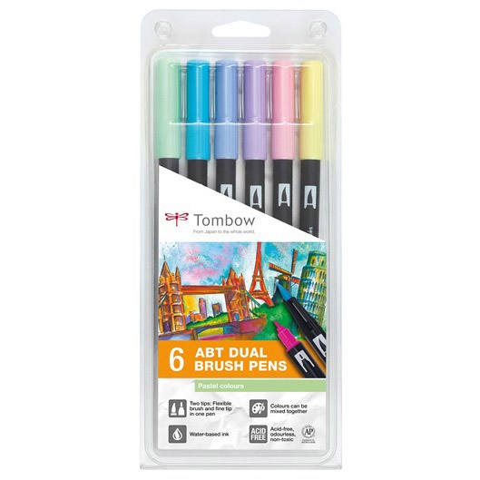 ABT Dual Brush pen 6-set Pastel