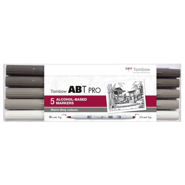 ABT PRO Dual Brush Pen 5-set Warm Grey