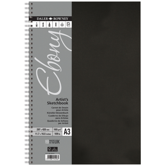 Ebony Artist's Sketch Book Spiral A3