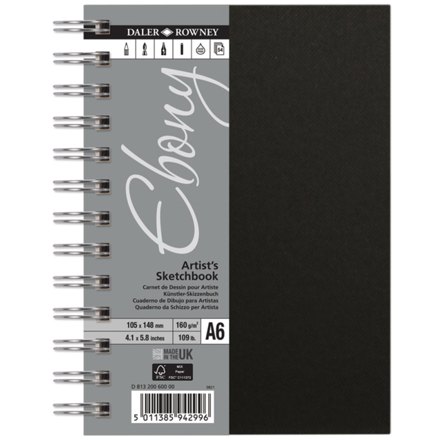 Ebony Artist's Sketch Book Spiral A6