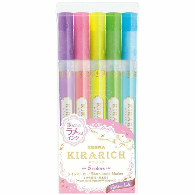 Kirarich Glitter Överstrykningspenna 5-set