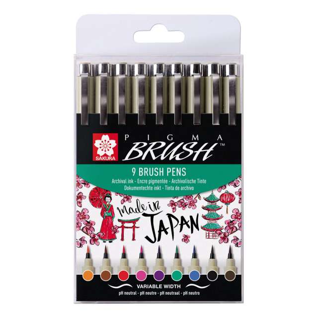 Pigma Micron Brush Color 9-pack