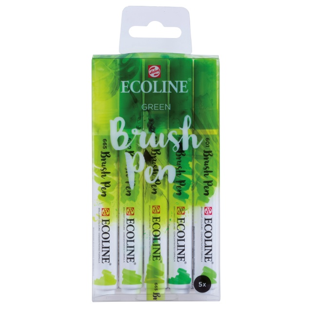 Brush Pen Green 5-set