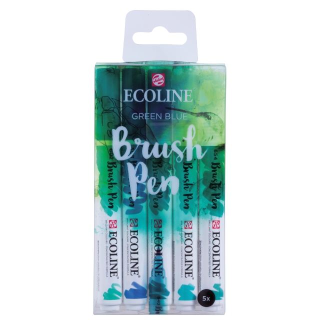 Brush Pen Green Blue 5-set