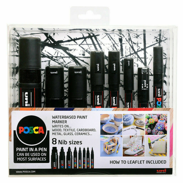 Posca Marker Black 8-set