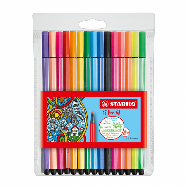 Pen 68 Fiberpenna 15-pack (3 år+)