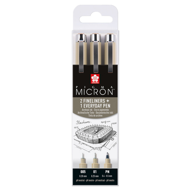 Pigma Micron Fineliner 3-pack Tunn