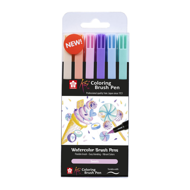 Koi Coloring Brush Pen 6-set Sweets